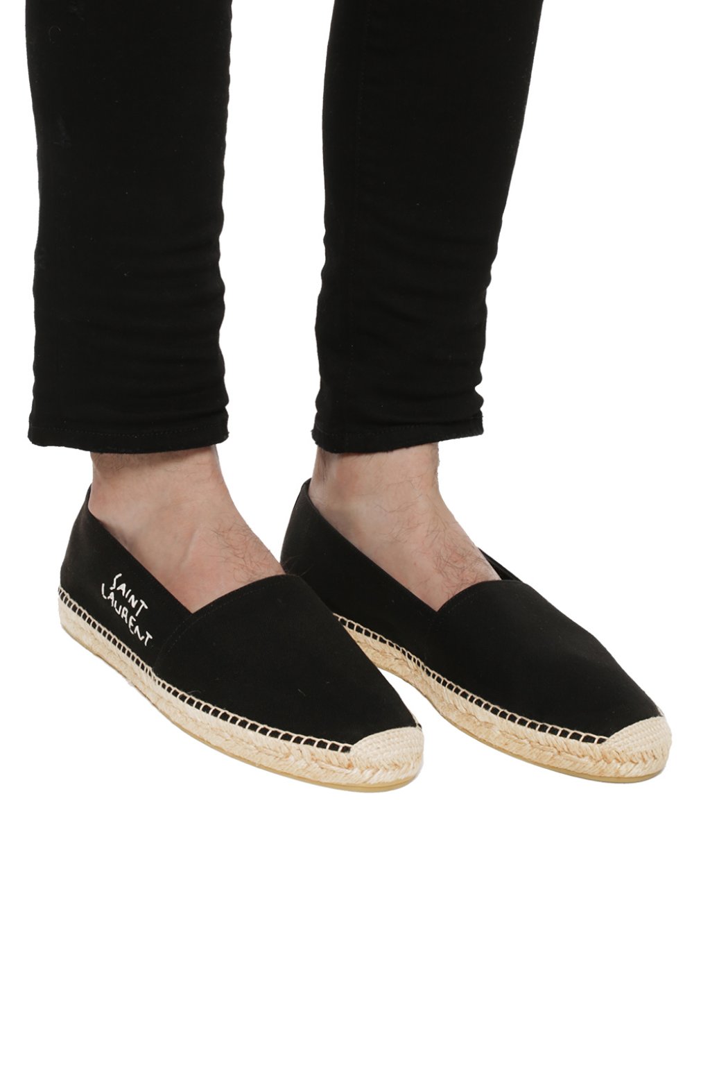 Saint laurent logo 2025 embroidered espadrilles